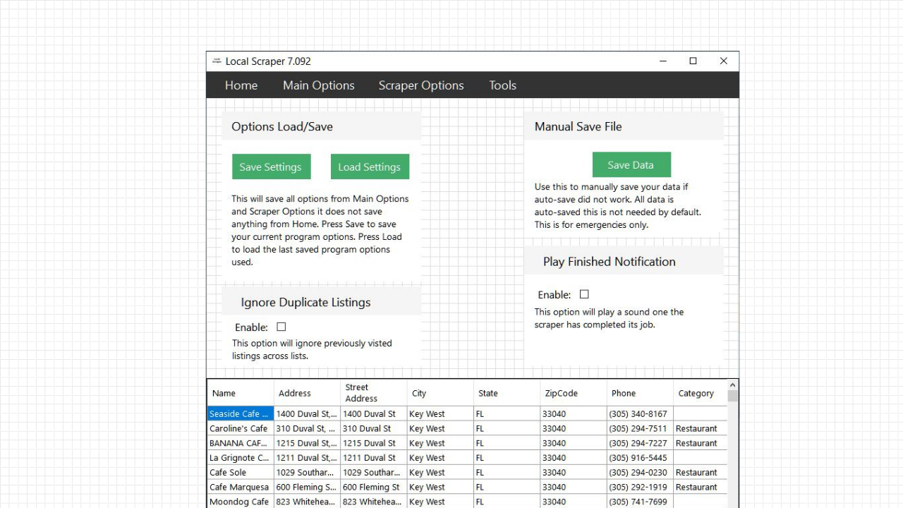screenshot of Local Scraper